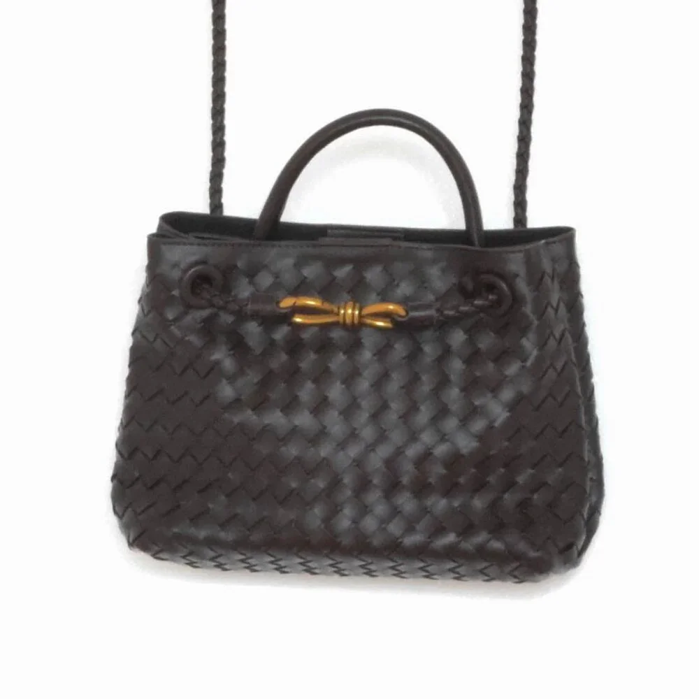 Woven Sheepskin Leather Bow Shoulder / Crossbody Bag - Picture 2 of 6